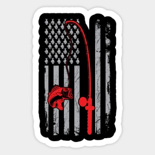 Fishing American Flag Bass Fishing Sticker